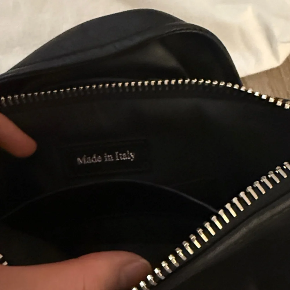 Moschino black leather biker bag clutch with silver hardware